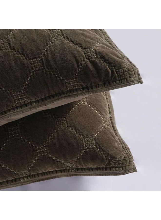 Pan Home Cameron Cotton Velvet Bedspread Set - Olive - Image 4