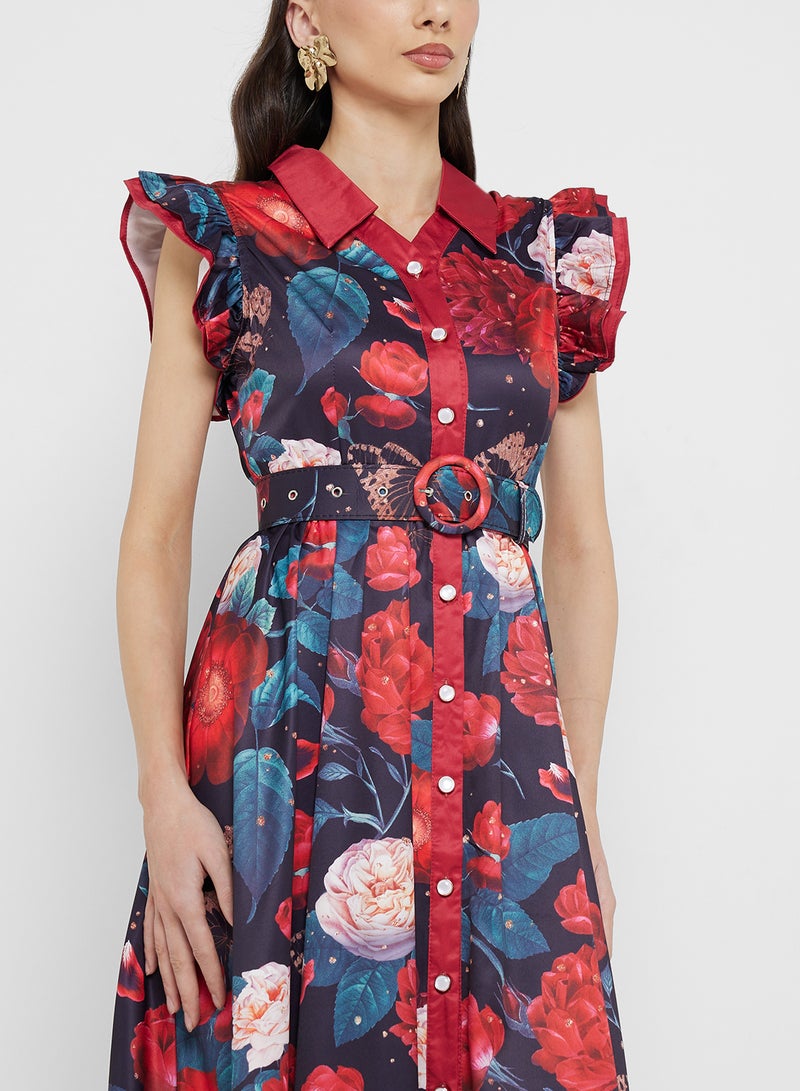 Floral Belted Dress