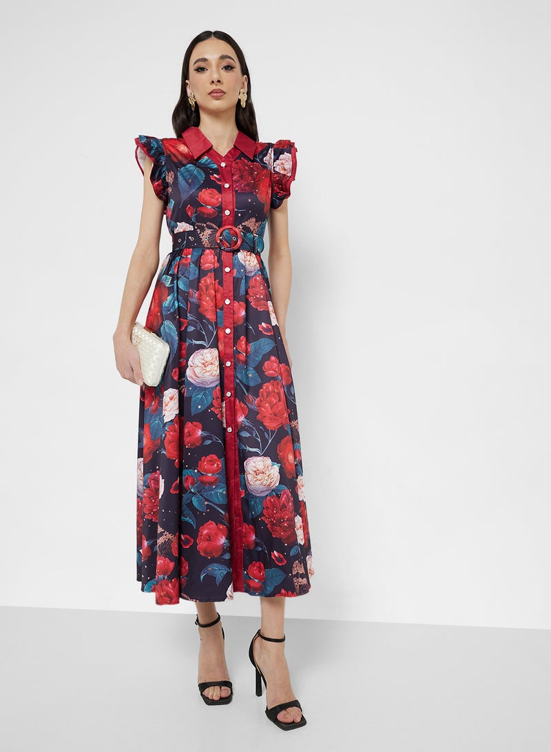 Floral Belted Dress