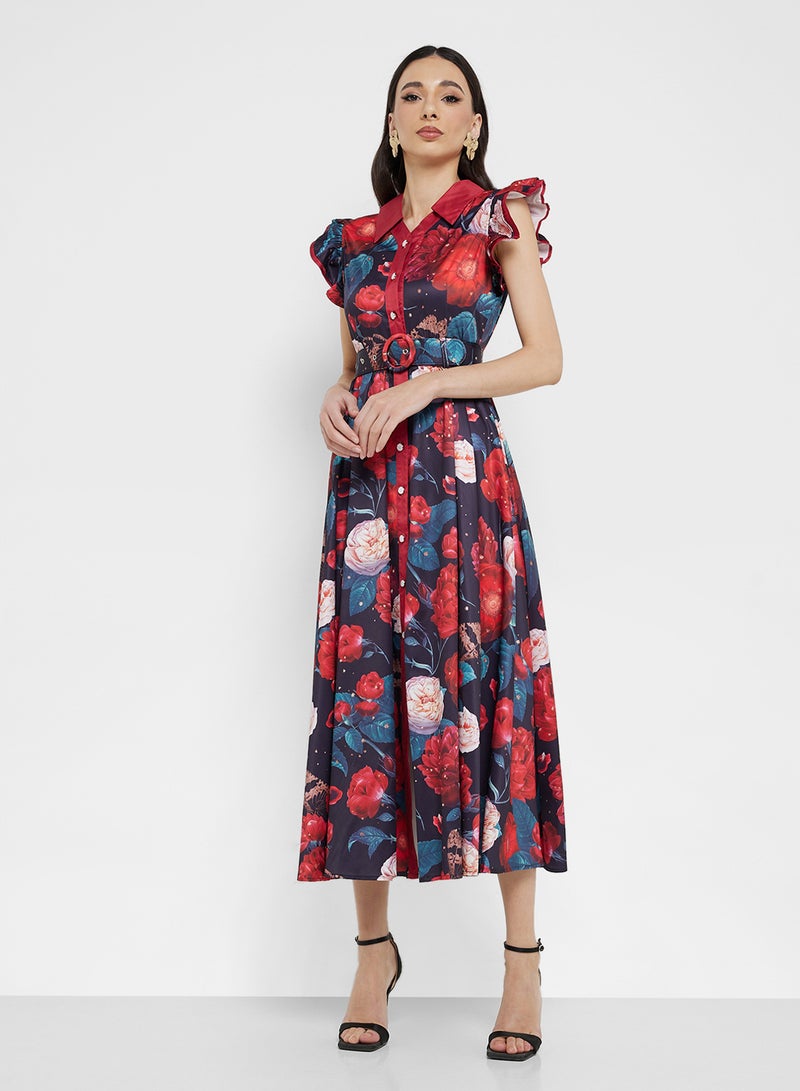 Floral Belted Dress