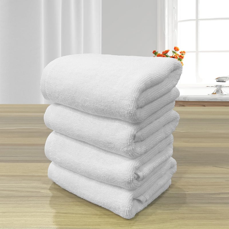 LABHAM منشفة يد فاخرة 700GSM، قطن نقي، فائقة النعومة، مضادة للميكروبات (40 سم × 60 سم)، عبوة من 4 - بيضاء - Image 1