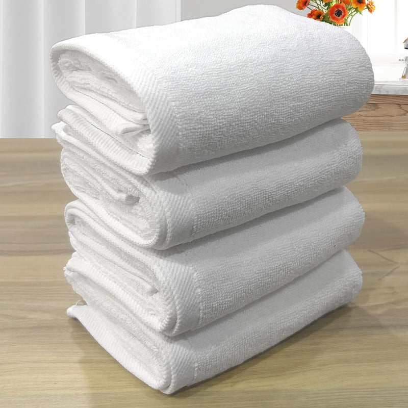 LABHAM منشفة يد فاخرة 700GSM، قطن نقي، فائقة النعومة، مضادة للميكروبات (40 سم × 60 سم)، عبوة من 4 - بيضاء - Image 2