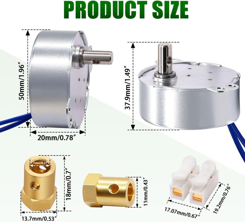 Twidec /Synchronous Turntable Motor Electric Motor 5-6RPM/MIN 50/60Hz 4W CCW/CW AC100~127V Synchron Motor for Cup Turner,Cuptisserie Rotator with 7mm Flexible Coupling TYC-50-5-6R-XLLB1PCS - Image 2