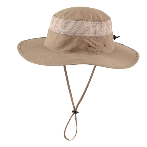 Home Prefer UPF50+ Mens Sun Hat Wide Brim Sun Protection Hat for Men Women Summer Hat Light Weight Breathable Beach Bucket Hat for Garden Fishing Hiking Camping Dark Khaki - Image 1