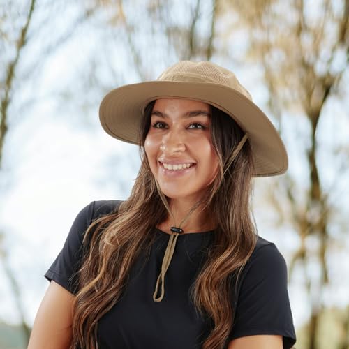 Home Prefer UPF50+ Mens Sun Hat Wide Brim Sun Protection Hat for Men Women Summer Hat Light Weight Breathable Beach Bucket Hat for Garden Fishing Hiking Camping Dark Khaki - Image 2