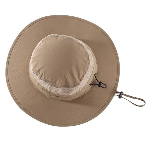 Home Prefer UPF50+ Mens Sun Hat Wide Brim Sun Protection Hat for Men Women Summer Hat Light Weight Breathable Beach Bucket Hat for Garden Fishing Hiking Camping Dark Khaki - Image 4