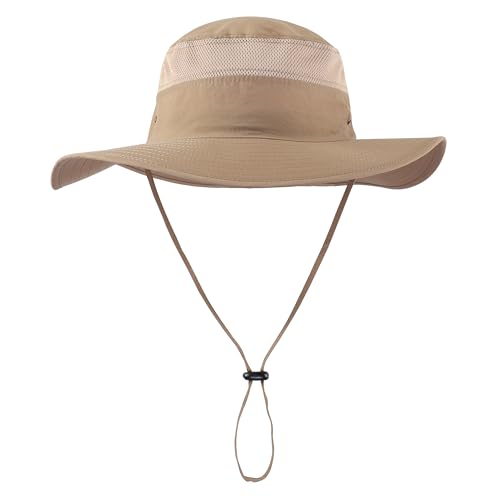 Home Prefer UPF50+ Mens Sun Hat Wide Brim Sun Protection Hat for Men Women Summer Hat Light Weight Breathable Beach Bucket Hat for Garden Fishing Hiking Camping Dark Khaki - Image 5
