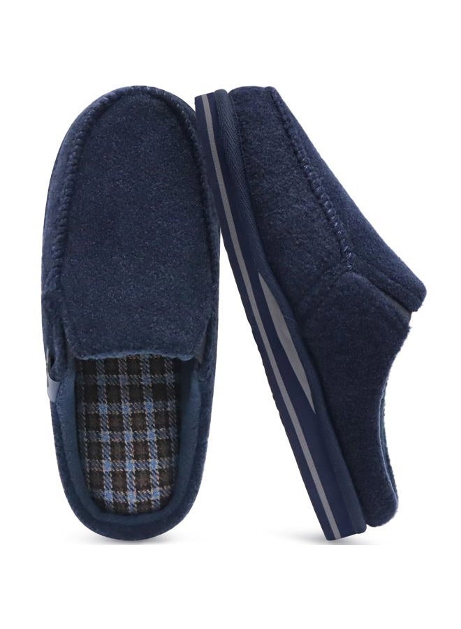 ONCAI Mens Slippers with Orthotic Arch Support,House Slippers Cotton-Blend High-Density Memory Foam Comfort Plantar Fasciitis Warm Slip-on Indoor Outdoor Rubber Sole Felt US Size 7-16, Felt Blue, 10 - Image 1