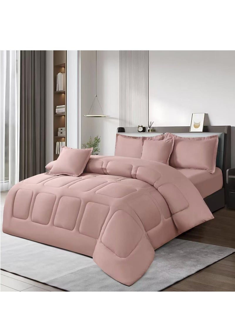 طقم لحاف مفرش سرير ملكي نفرين مكون من 6 قطع مميزة مقاس 240 في 220 سم - Image 1