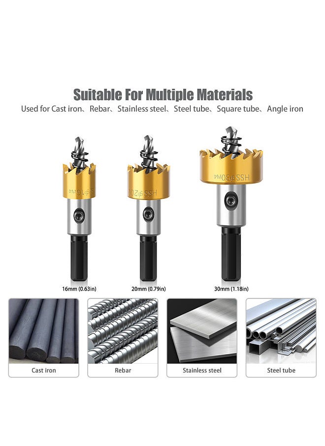 Generic - 5Pcs Carbide Tip HSS Drill Bit Hole Opener High Speed Steel Hole Saw Cutter Drill Bits Stainless Steel Metal Alloy Drill Tools - Image 1