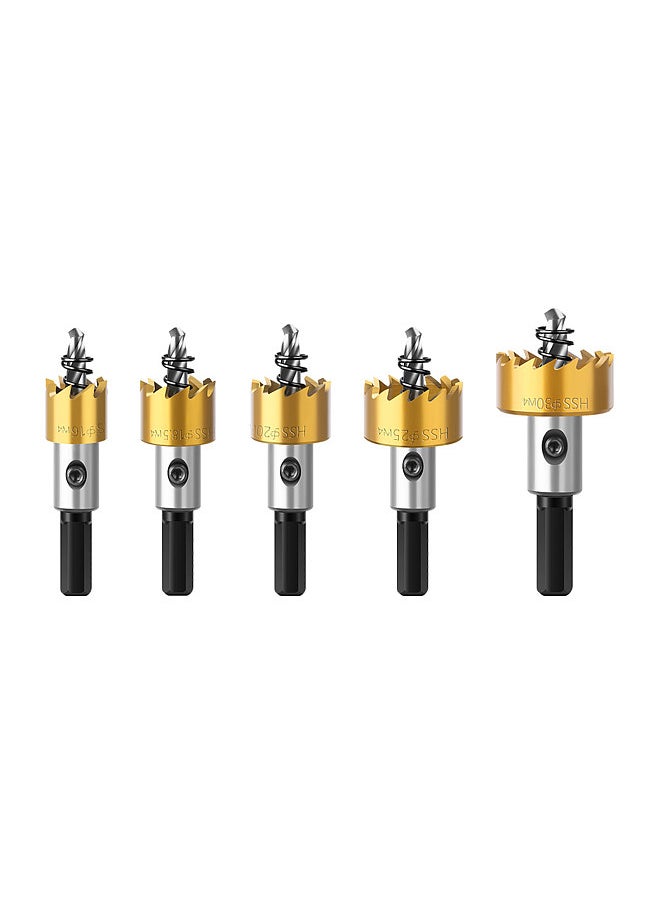 Generic - 5Pcs Carbide Tip HSS Drill Bit Hole Opener High Speed Steel Hole Saw Cutter Drill Bits Stainless Steel Metal Alloy Drill Tools - Image 1