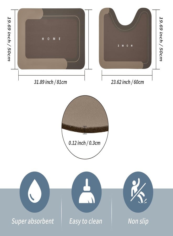 Housego 2PCS Absorbent Bath Mat Magic Rug Sets, Quick Drying Bath Mat Non-Slip Floor Rug Rubber Backed for Bathroom Kitchen Shower Sink, Water Absorbent (19.7''x23.6''+19.7''x31.9'', Brown) - Image 2
