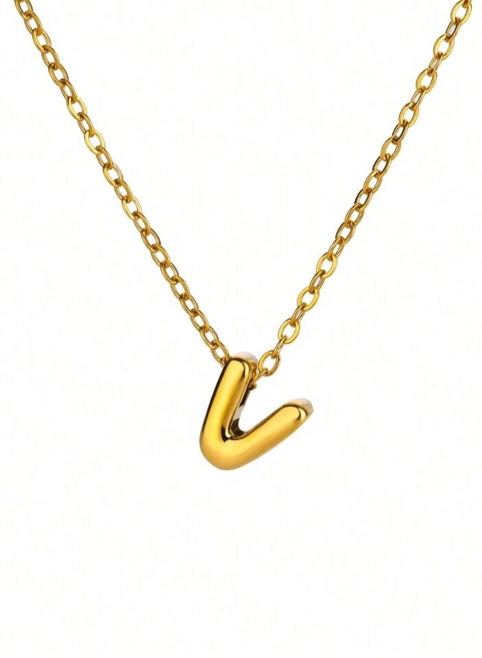 إيكوال سلسال نسائي أنيق مصنوع من الاستانلس ستيل مطلي باللون الذهبي بتصميم حرف