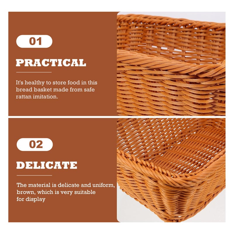 Plastic Rattan Bread Basket 30x20x10cm Multi Function Storage Holder For Kitchen Desktop - Image 4