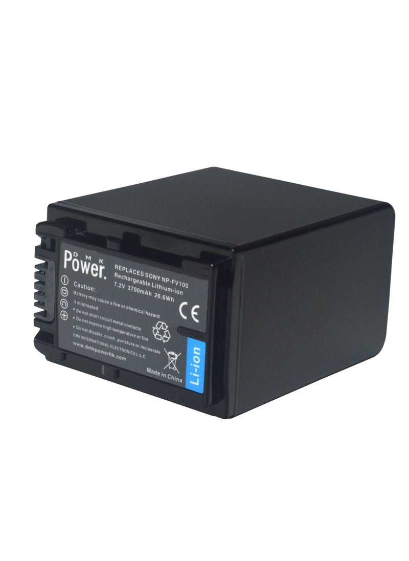 DMK Power - DMK Power 2 x NP-FV100 3700mAh battery and TC600E Battery Charger Compatible with Sony HDR-CX150 HDR-CX150V DCRSX44R DCRSX44L XR550E XR350E XR150E.etc - Image 1