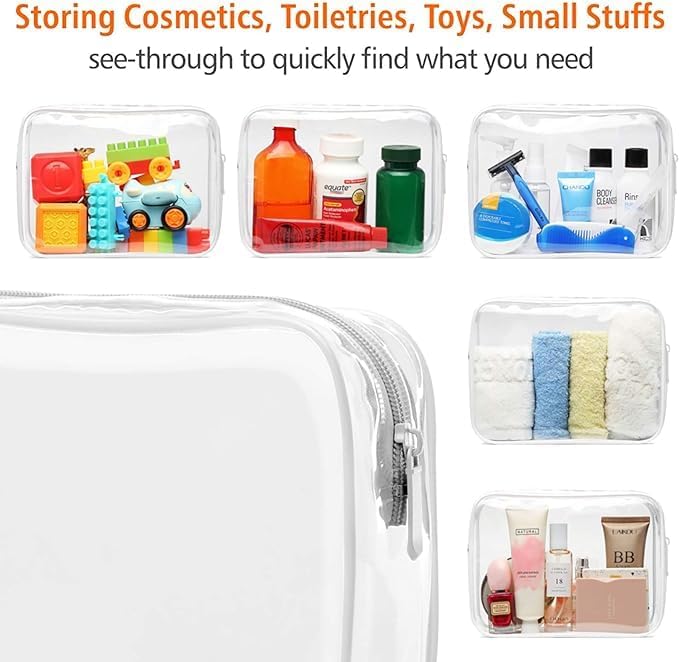 VIKIJO Makeup Cosmetic Pouch Organizer Cosmetic Bag Portable Waterproof Organizer Travel Pouch for Women Pack of 3 White - Image 3