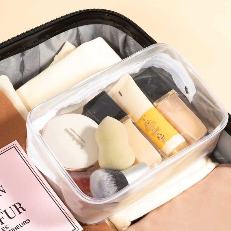 VIKIJO Makeup Cosmetic Pouch Organizer Cosmetic Bag Portable Waterproof Organizer Travel Pouch for Women Pack of 3 White - Image 4