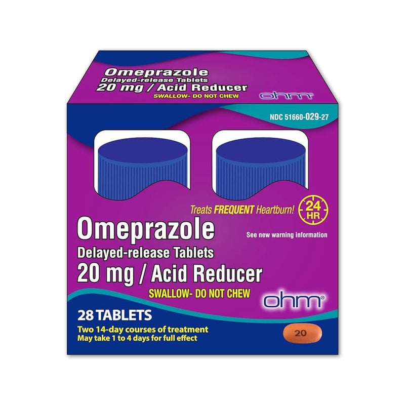 Ohm Omeprazole Tablets DelayedRelease Tablets 20mg Acid Reducer 28 Tablets