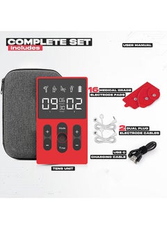 MAANGE EMS Muscle Stimulator, Dual Channel Electronic Pulse Massager, Rechargeable Therapy Machine with 4 Pcs Electrode Pads (Red)  - Image 5
