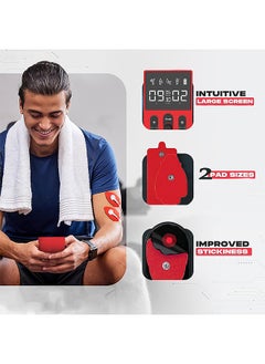 MAANGE EMS Muscle Stimulator, Dual Channel Electronic Pulse Massager, Rechargeable Therapy Machine with 4 Pcs Electrode Pads (Red)  - Image 2