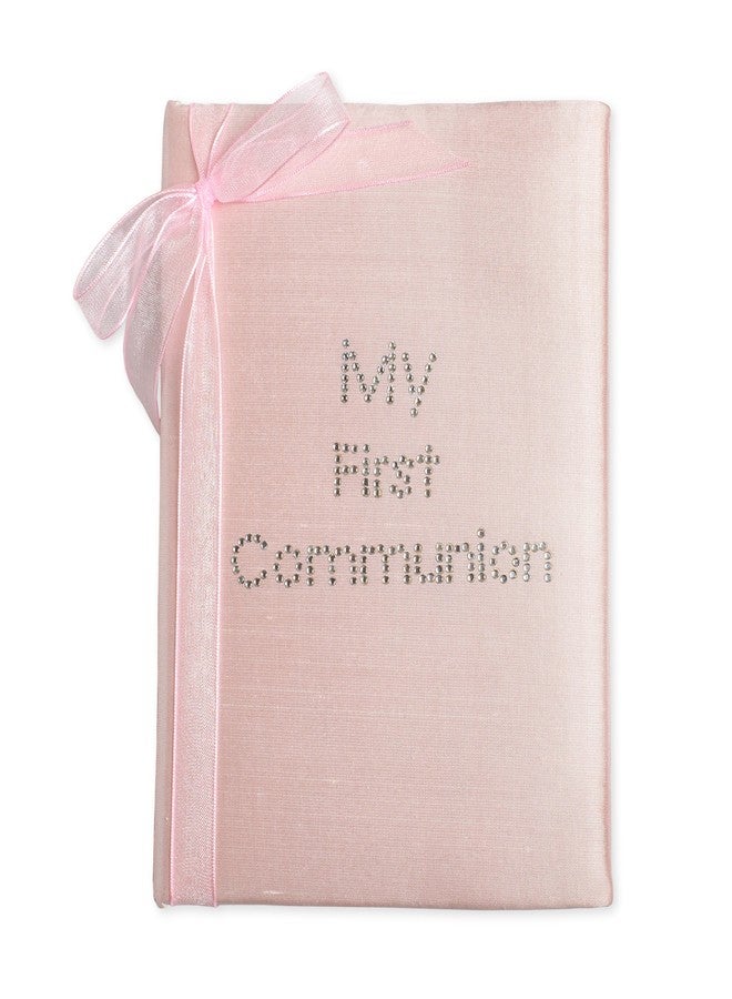 Simply Charming My First Communion Pink Silk 4x6 Photo Album with Bow - Image 1