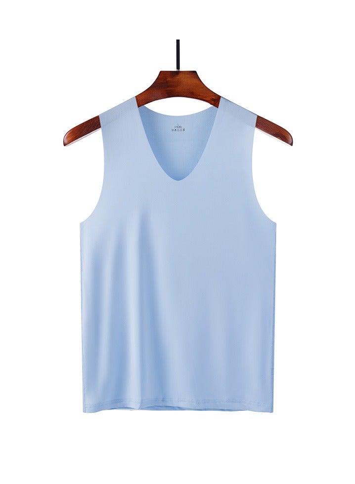 KUYING Summer Men's Solid Color Large V-neck Lloose Casual Sports Vest