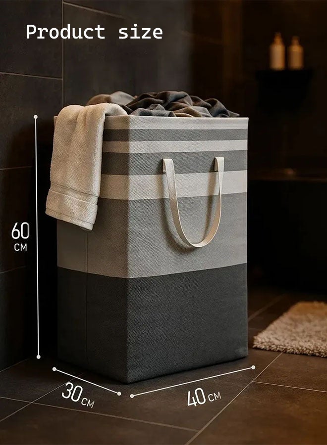 Laundry Baskets Collapsible Laundry Hamper, Large Laundry Baskets Freestanding Waterproof Clothes Hamper with Easy Carry Handles, Dirty Clothes Hamper Laundry Baskets for Bedroom, Bathroom, Dorm, Toys Storage，(Stripes, 1 × 75L) - Image 2
