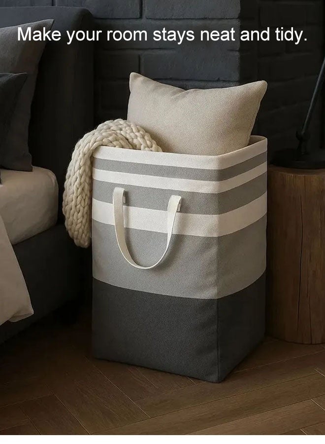 Laundry Baskets Collapsible Laundry Hamper, Large Laundry Baskets Freestanding Waterproof Clothes Hamper with Easy Carry Handles, Dirty Clothes Hamper Laundry Baskets for Bedroom, Bathroom, Dorm, Toys Storage，(Stripes, 1 × 75L) - Image 3