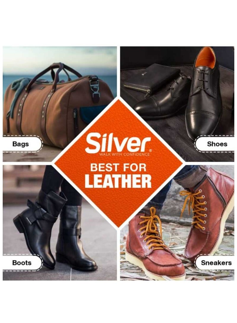 Silver Shoe Polish Brown with Easy to Use Sponge Top 75ml - Image 2