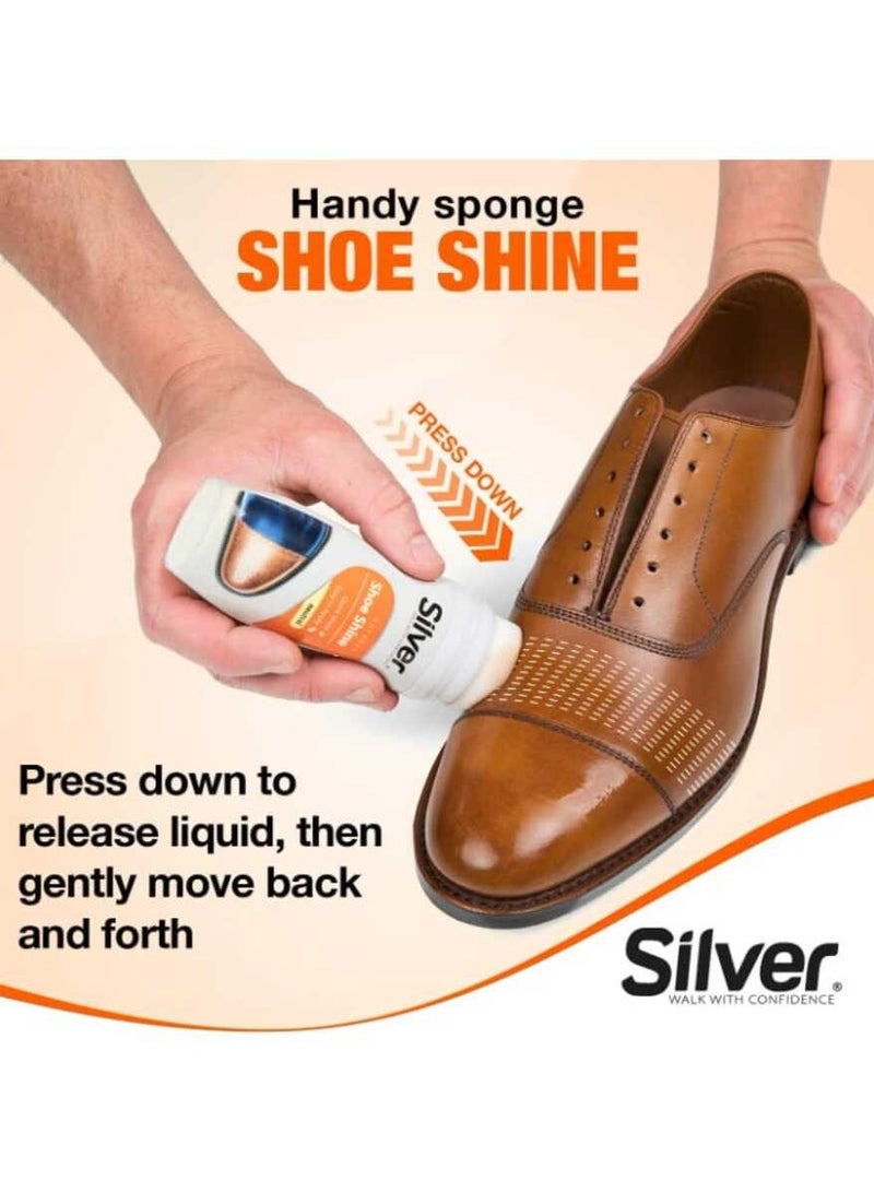 Silver Shoe Polish Brown with Easy to Use Sponge Top 75ml - Image 3