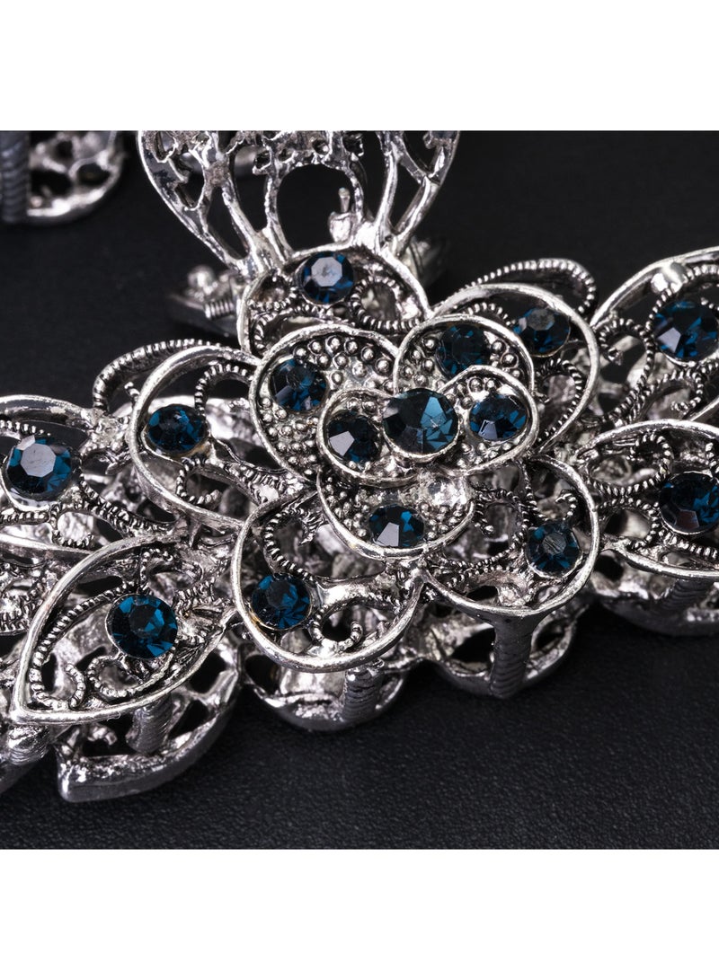 KASTWAVE Large Claw Hair Clips 2PCS For Women and Girls Metal Retro Style With Sparkly Glitter Rhinestones Banana Jaw Hair Clamps Strong Hold Nonslip Hair Accessories - Image 4