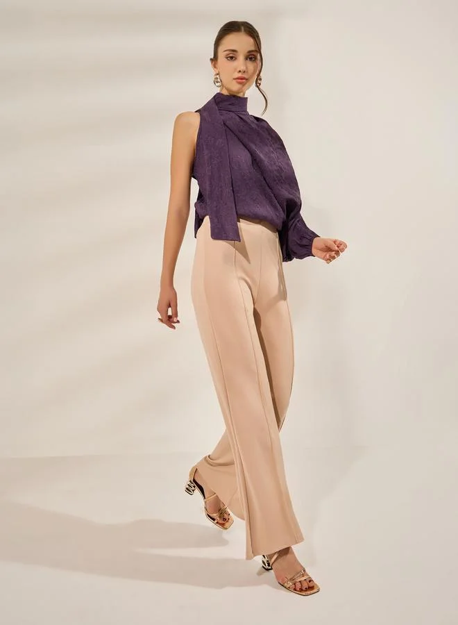 Styli Purple One Sleeve Asymmetric Top