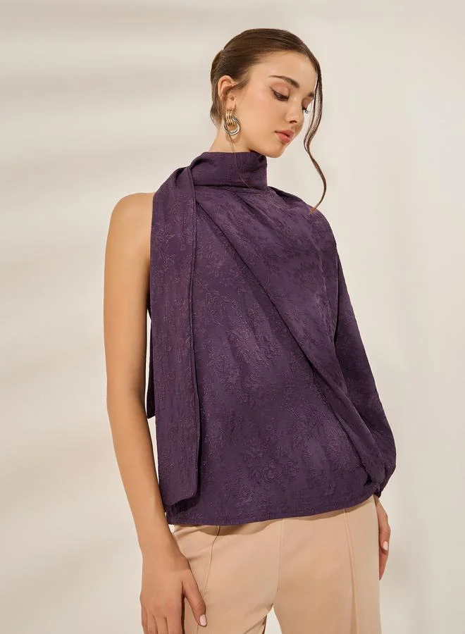 Styli Purple One Sleeve Asymmetric Top