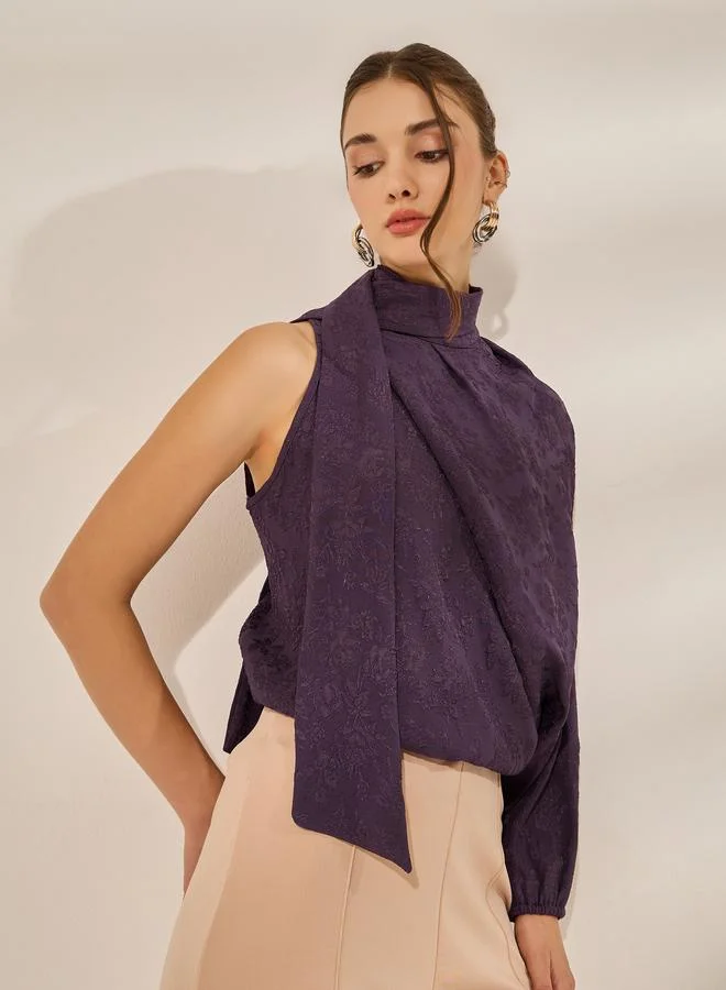 Styli Purple One Sleeve Asymmetric Top