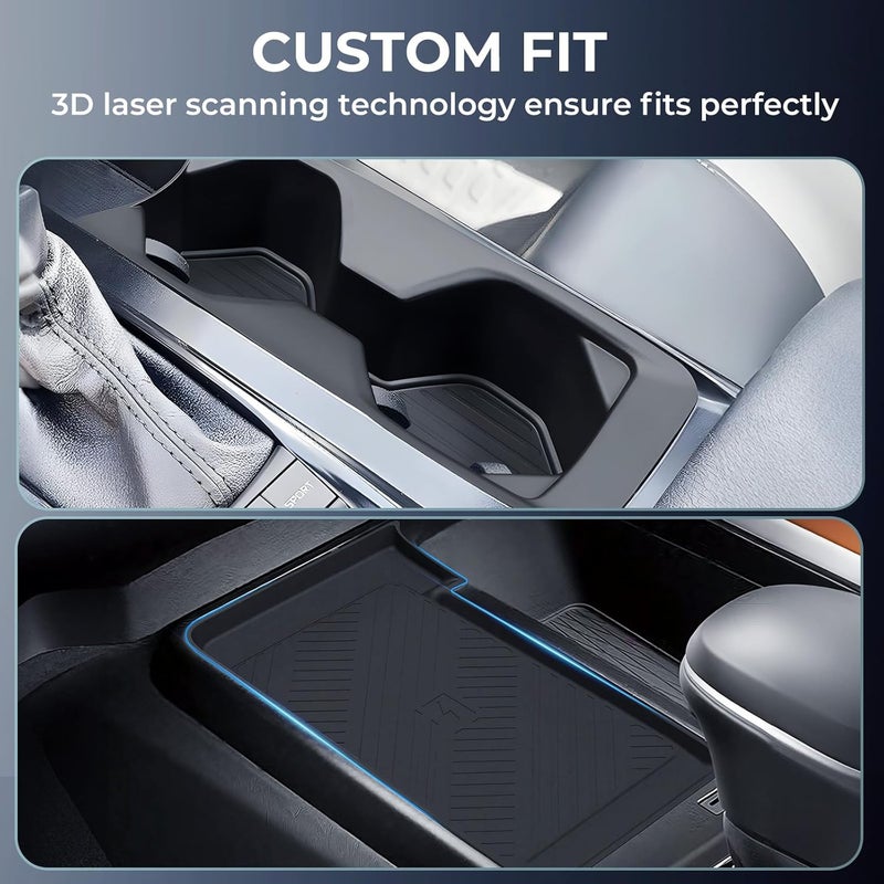 Katorn Cup Holder Insert & Wireless Charging Protective Mat for Toyota Camry 2026 2025, Center Console Interior Accessories Cup Holder & Wireless Charger Cover Pad for 2025-2026 Camry, Black - Image 2