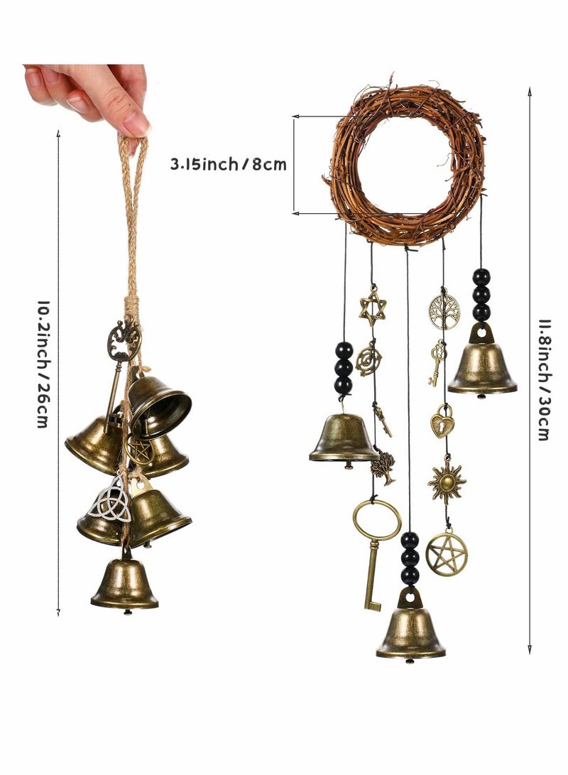 Witch Bells, 2 PCS Wiccan Magic Wind Chimes Witchcraft Decor Gifts Home Room Door Knob Decorative Protection Kitchen Witches Runes Supplies, Witchy Things Clear Negative Energy