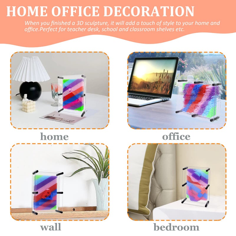 MICKYU Large Rainbow 3D Pin Art Sensory Toys, Desk Sculpture Board Games Autism Toys for Kids 8-12, Gifts for Autistic Children - Image 5