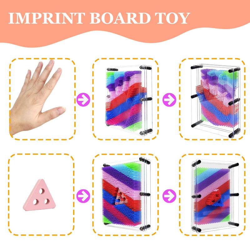 MICKYU Large Rainbow 3D Pin Art Sensory Toys, Desk Sculpture Board Games Autism Toys for Kids 8-12, Gifts for Autistic Children - Image 2