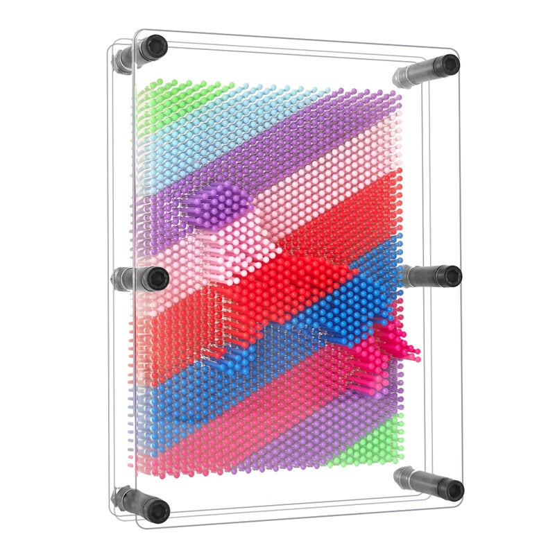 MICKYU Large Rainbow 3D Pin Art Sensory Toys, Desk Sculpture Board Games Autism Toys for Kids 8-12, Gifts for Autistic Children - Image 1