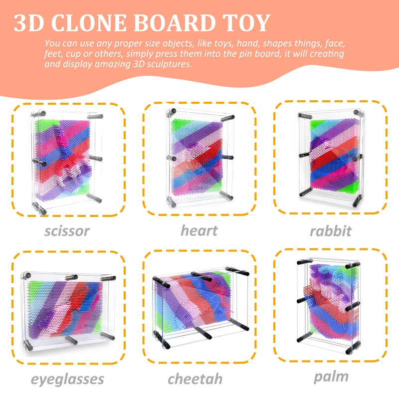 MICKYU Large Rainbow 3D Pin Art Sensory Toys, Desk Sculpture Board Games Autism Toys for Kids 8-12, Gifts for Autistic Children - Image 3