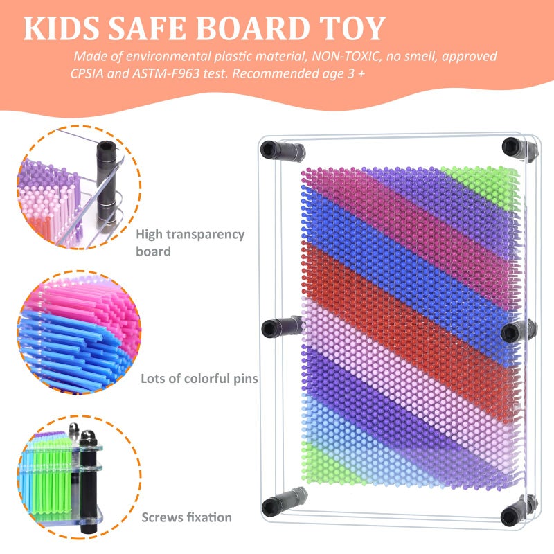 MICKYU Large Rainbow 3D Pin Art Sensory Toys, Desk Sculpture Board Games Autism Toys for Kids 8-12, Gifts for Autistic Children - Image 4