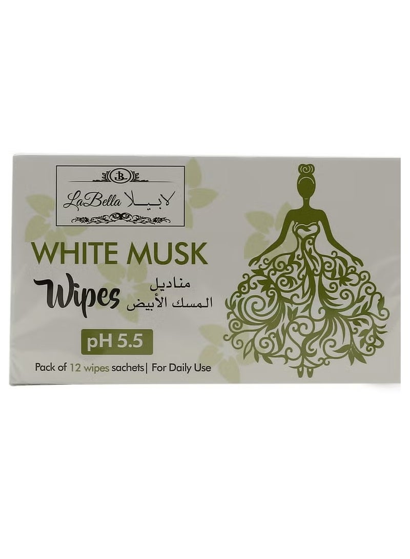 La Bella White Musk Feminine Wipes - 12 Singles | Gentle and Refreshing Care | On-the-Go Freshness - Image 2