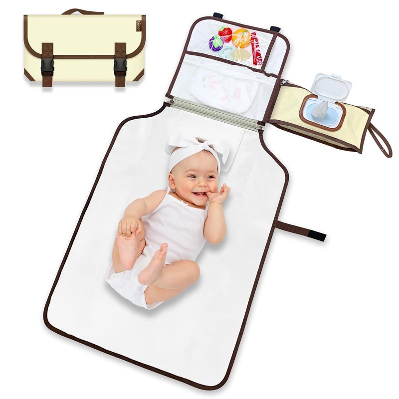 Smof Portable Diaper Changing Pad Portable Diaper Changing Pad for Baby Detachable Travel Changing Pad for Newborn Girl  Boy Baby Changing Pad with Wipes Pocket Gifts for Baby Shower - Image 1