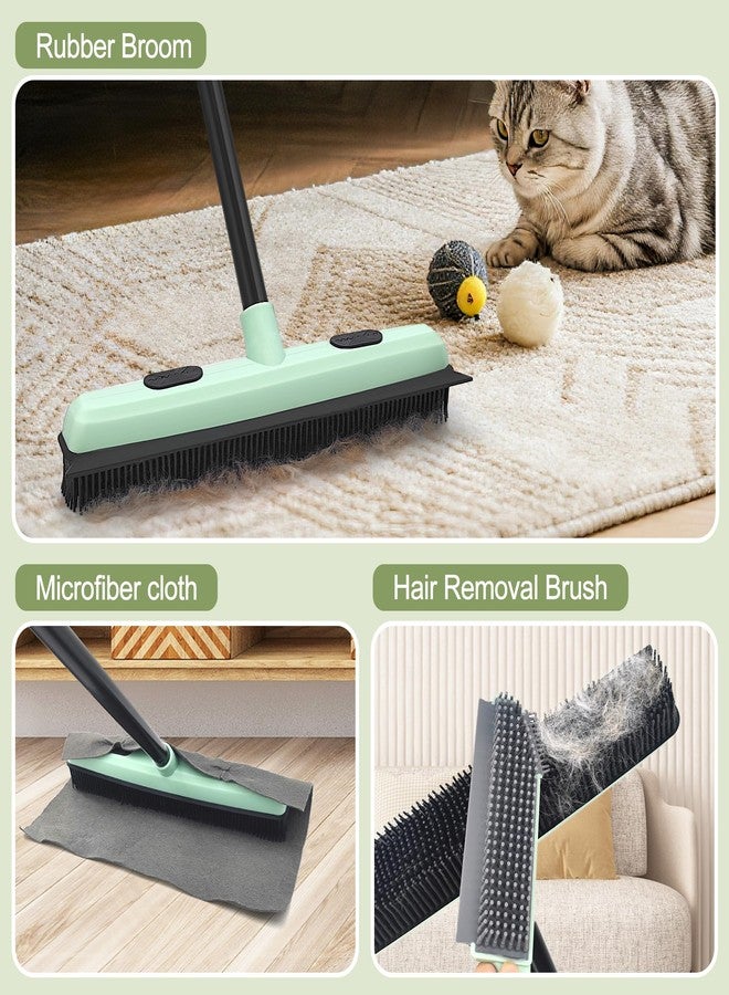 DALIPER Upgraded Rubber Broom Pet Hair Remover with Squeegee Fur Sweeper Small Detailing Lint Brush to Fluff Carpet Rug Tile Hardwood Floor - Image 2