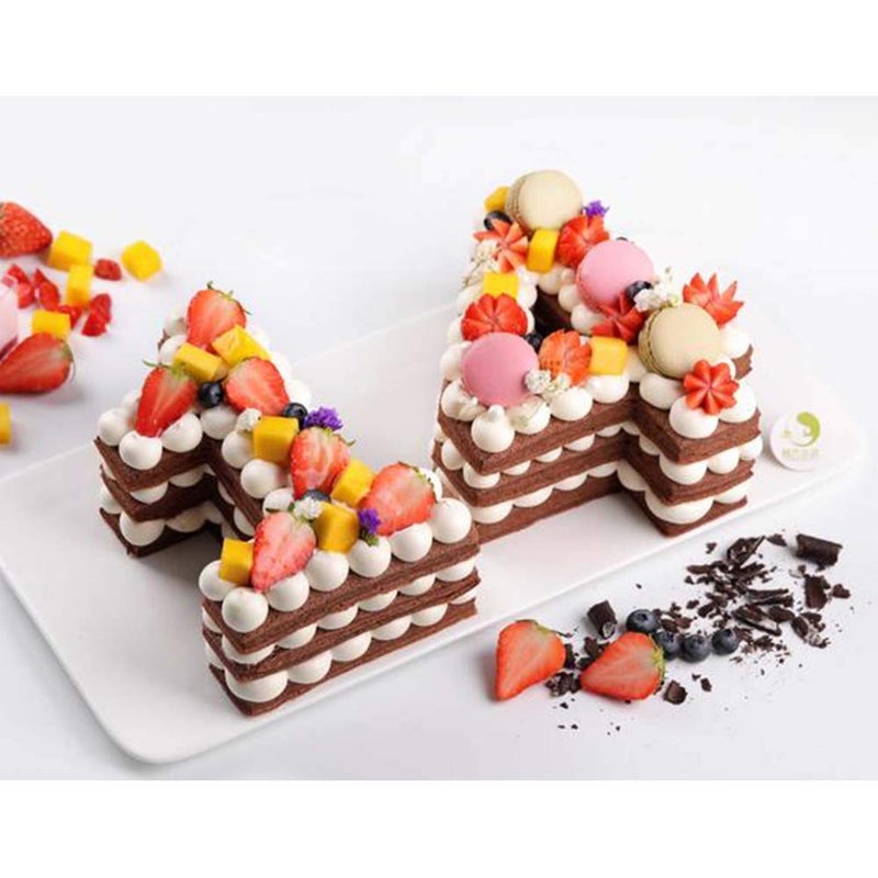 EORTA 08 Numeral Cake Stencils Molds 14 Inch Arabic Number Dessert Maker Decorative Fillings Layered Kitchen Baking Tools for DIY Wedding Birthday Anniversary White