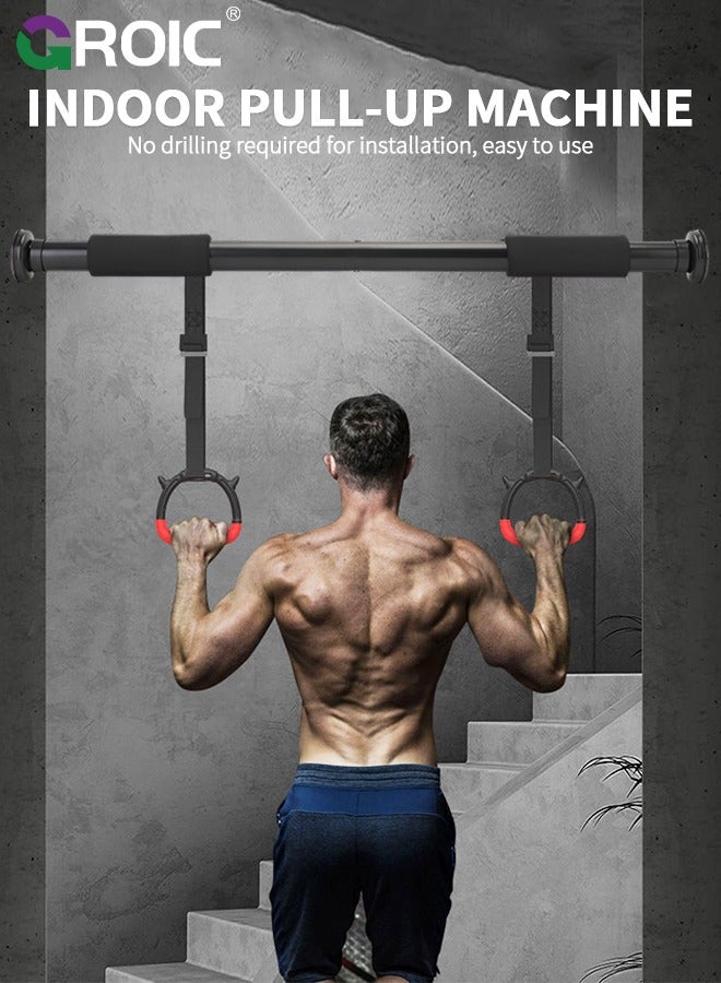 GROIC Pull Up Bar Chin Up Bar, Pull Up Bar for Doorway Adjustable 85-130 CM Door Horizontal Bars with Kids Gymnastic Rings Pull up Rings for Home Workout Gym Training， Strength Training Pull Up Bar - Image 3