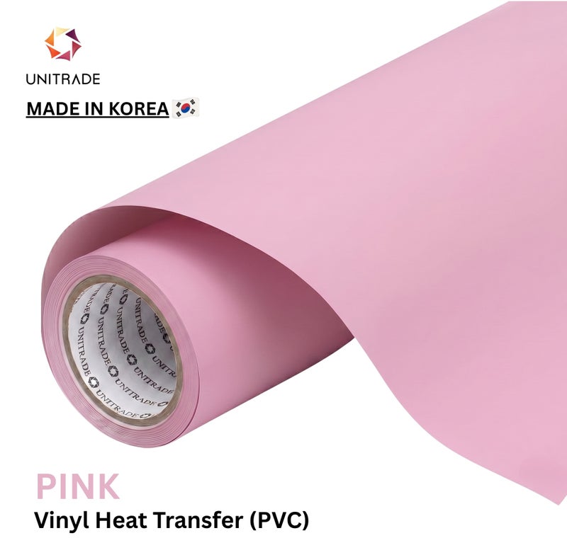 يونيترايد UNITRADE® رول فينيل نقل حراري Easy Cut (PVC) باللون الوردي / متوافق مع Cricut وSilhouette وآلات القص الاحترافية / معتمد CPSIA / صنع في كوريا - Image 1