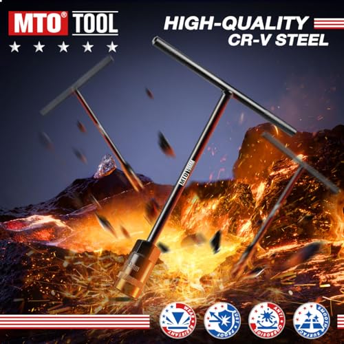 MTO T-Handle Metric Socket Wrench Set, 6-Point (6mm-15mm, 17mm, 19mm) with Hanging Organizer Strap, Cr-V Steel Lug Wrench Hex Socket for Motorcycle Car Bicycle Repair (12 Pack) - Image 5