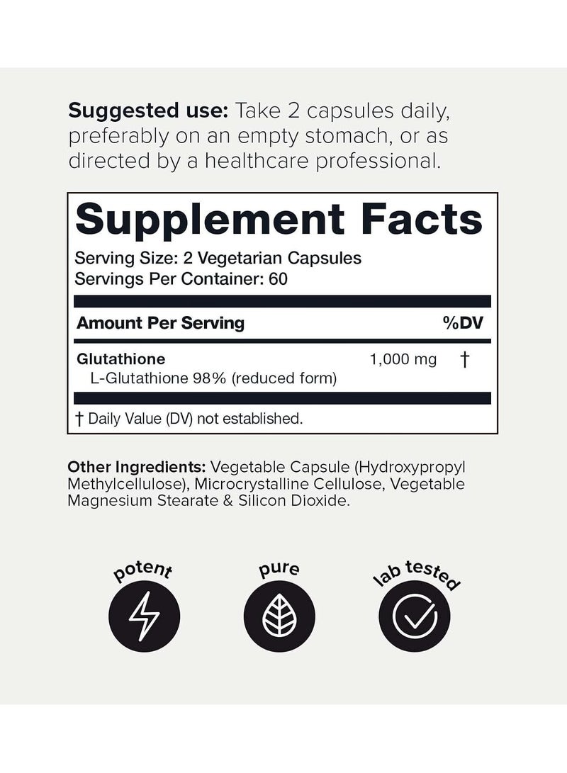 تونيق كبسولات الجلوتاثيون فائقة القوة - تركيبة مركزة 1000 ملغ، 120 كبسولة، مكمل غذائي منخفض الجلوتاثيون - Image 2