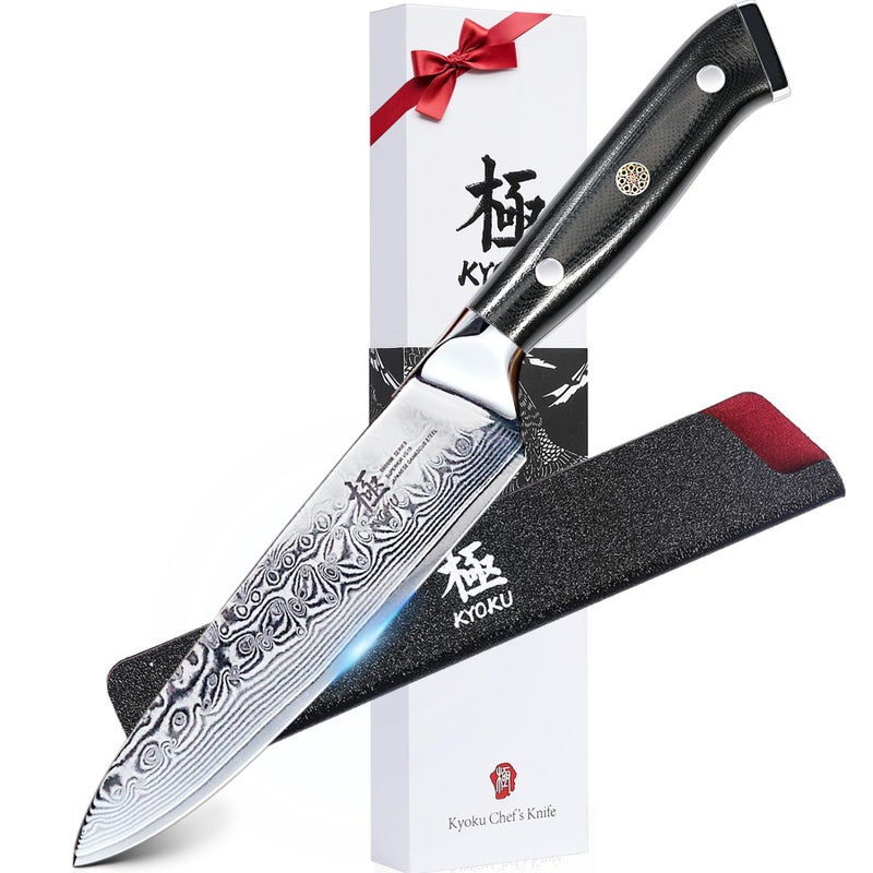 KYOKU Chef Utility Knife - 6" - Shogun Series - Japanese VG10 Steel Core Forged Damascus Blade - with Sheath & Case - Image 1